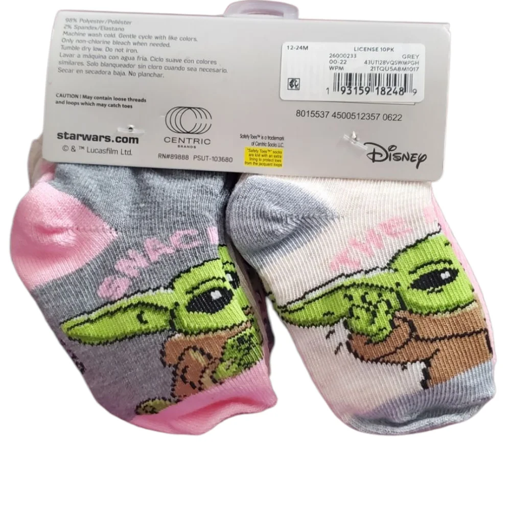 Disney Star Wars The Mandalorian Toddler Girls Socks 10-Pack Size 12-24 Months